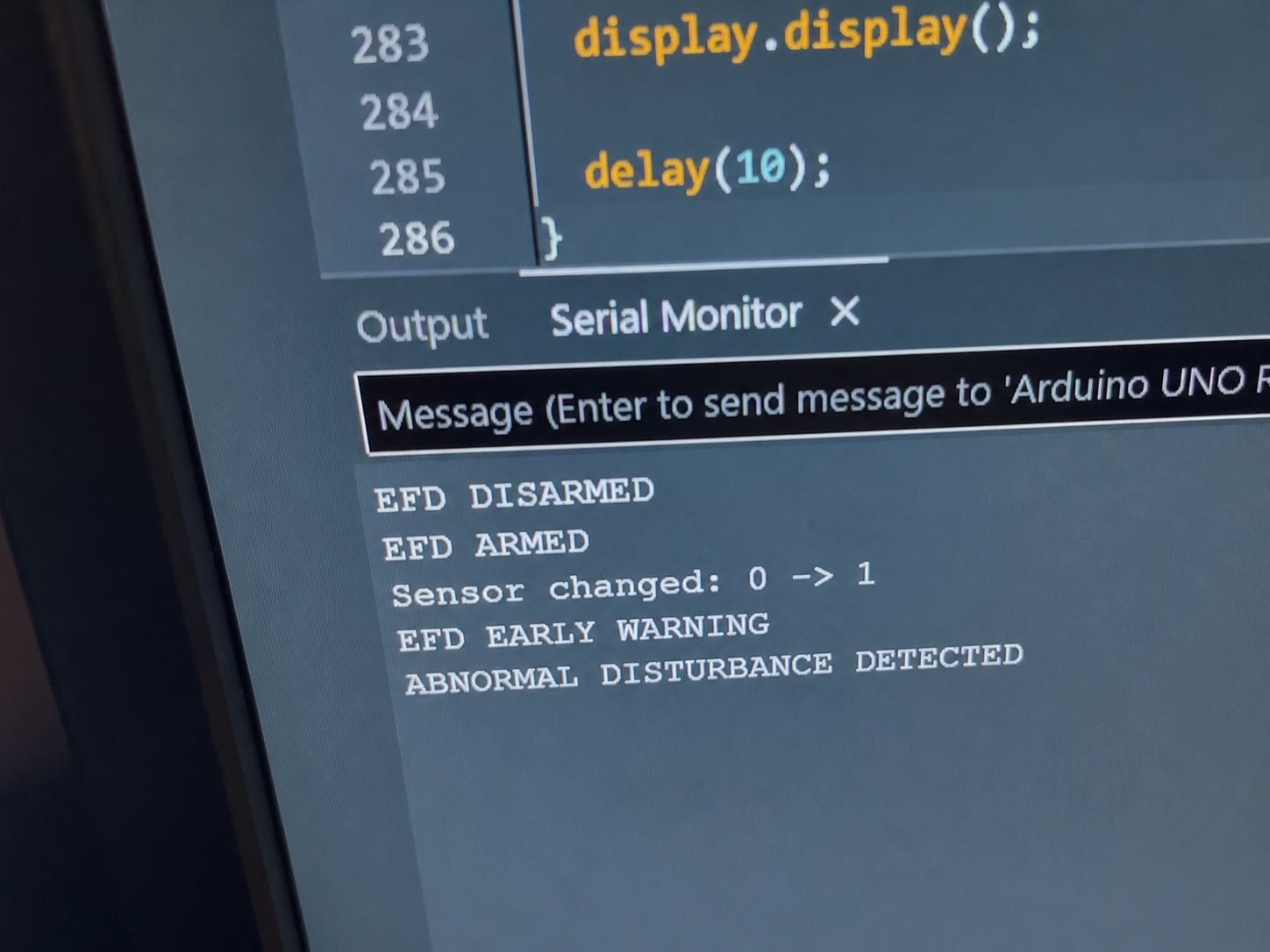 Serial Monitor event log